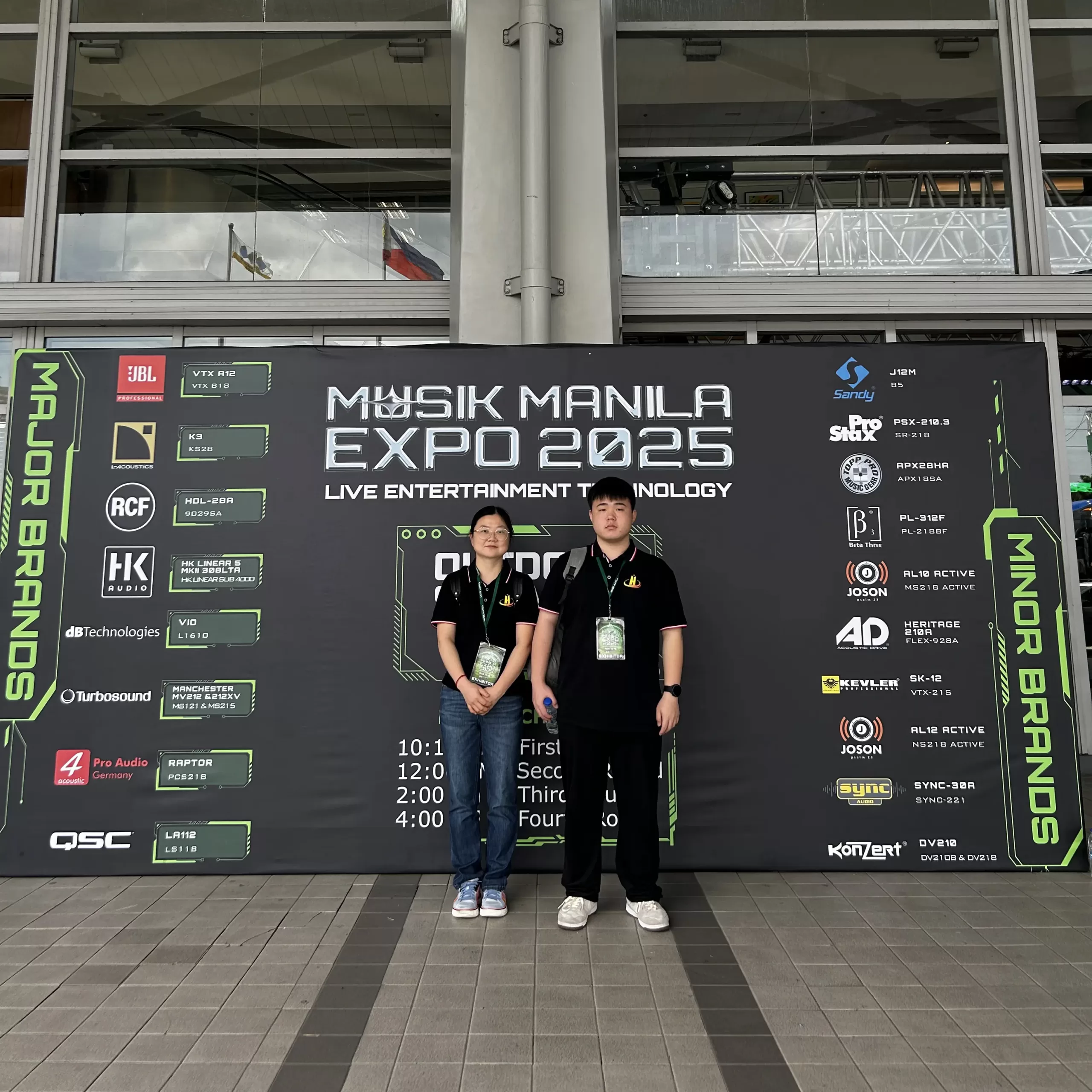 HJYLED team showcasing LED display solutions at an international exhibition in the Philippines
