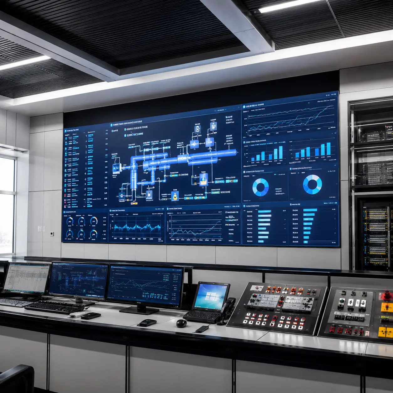 Fine pitch LED display operating in a professional control room